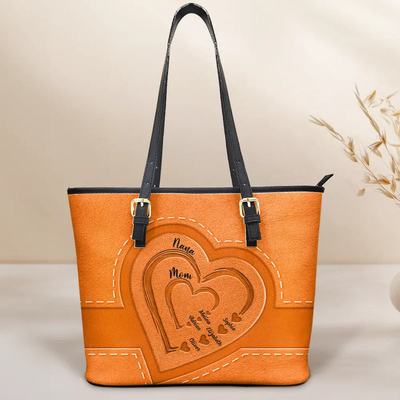 Gift For Mother,Gift For Grandma,Love - Grandma Mommy's Little Sweethearts - Personalized Leather Tote Bag