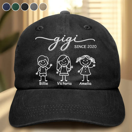 Grandma Nana Gigi Since - Personalized Vintage Washed Denim Cap