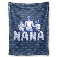 Gift For Grandma,Gift For Mother,Love - Grandma Nana Toile Back View Family - Personalized Fleece Blanket, Sherpa Blanket