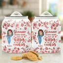 Gift For Mother,Gift For Grandma,Love,Baking  - Grandma Never Runs Out Of Kisses Or Cookies - Personalized Cookie Jar