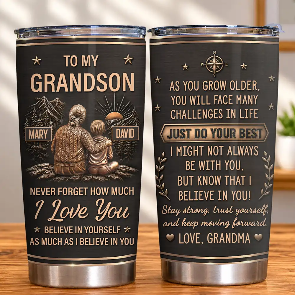 Grandma & Granddaughter Grandson Just Do Your Best - Personalized Tumbler