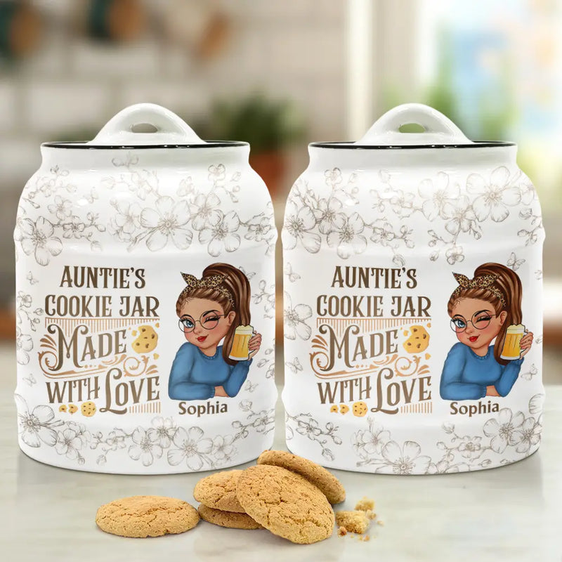 Happy,Gift For Grandma,Grandma's Hobby,Baking - Grandma's Cookie Jar Made With Love - Personalized Cookie Jar