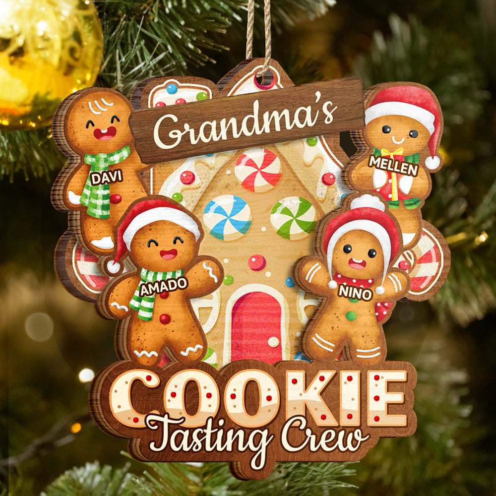 Grandma's Cookie Tasting Crew - Personalized 2-Layered Wooden Ornament