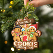 Gift For Grandma,Grandma's Hobby,Grandma,Grandkids,Happy,Christmas,Gift For Mother - Grandma's Cookie Tasting Crew - Personalized 2-Layered Wooden Ornament