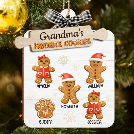 Grandma's Favorite Cookies 3D Effect - Personalized 2-Layered Wooden Ornament