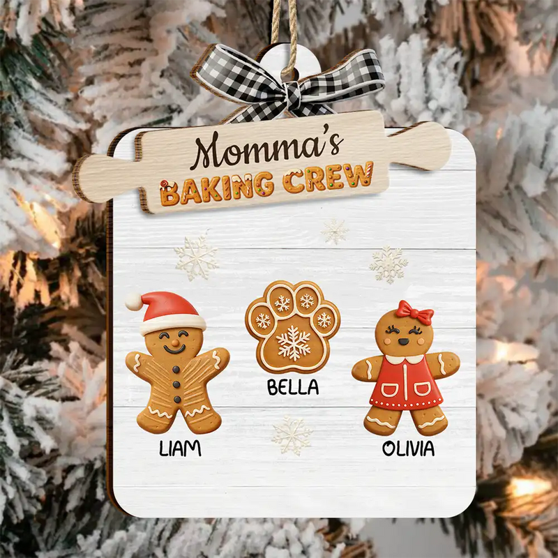 Happy,Gift For Grandma,Grandma's Hobby,Gift For Mother,Christmas - Grandma's Favorite Cookies 3D Effect - Personalized 2-Layered Wooden Ornament
