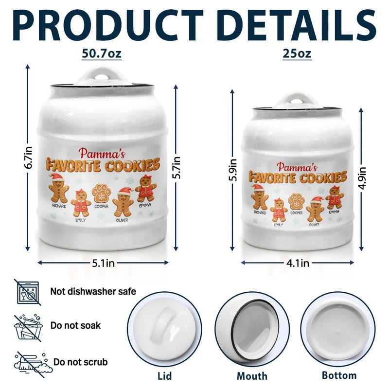 Happy,Gift For Grandma,Grandma's Hobby,Gift For Mother - Grandma's Favorite Cookies 3D Effect - Personalized Cookie Jar