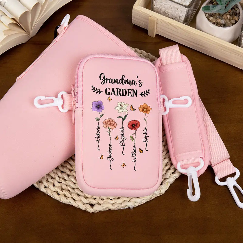 Gift For Grandma,Grandma,Grandkids,Gift For MotherGrandma's Garden - Personalized Bottle Carrier Bag
