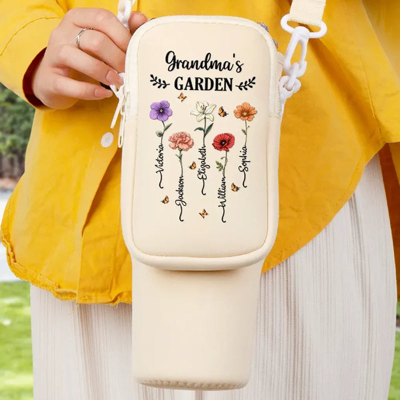Gift For Grandma,Grandma,Grandkids,Gift For MotherGrandma's Garden - Personalized Bottle Carrier Bag
