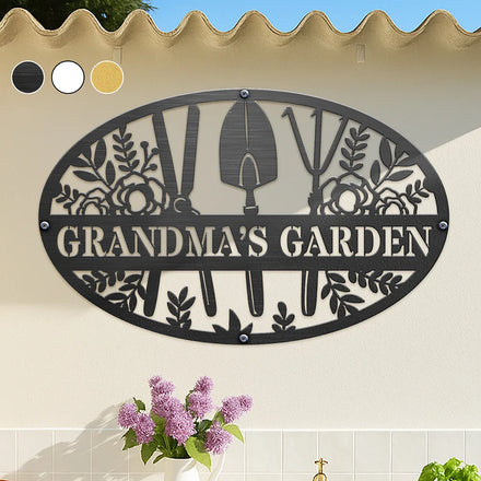 Jardin de grand-mère - Panneau métallique découpé personnalisé