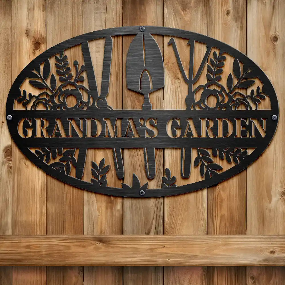 Happy,Gift For Grandma,Gift For Mother,Cooking,Gift For Women,Gift For Yourself,Gardening - Grandma's Garden - Personalized Cutout Metal Sign