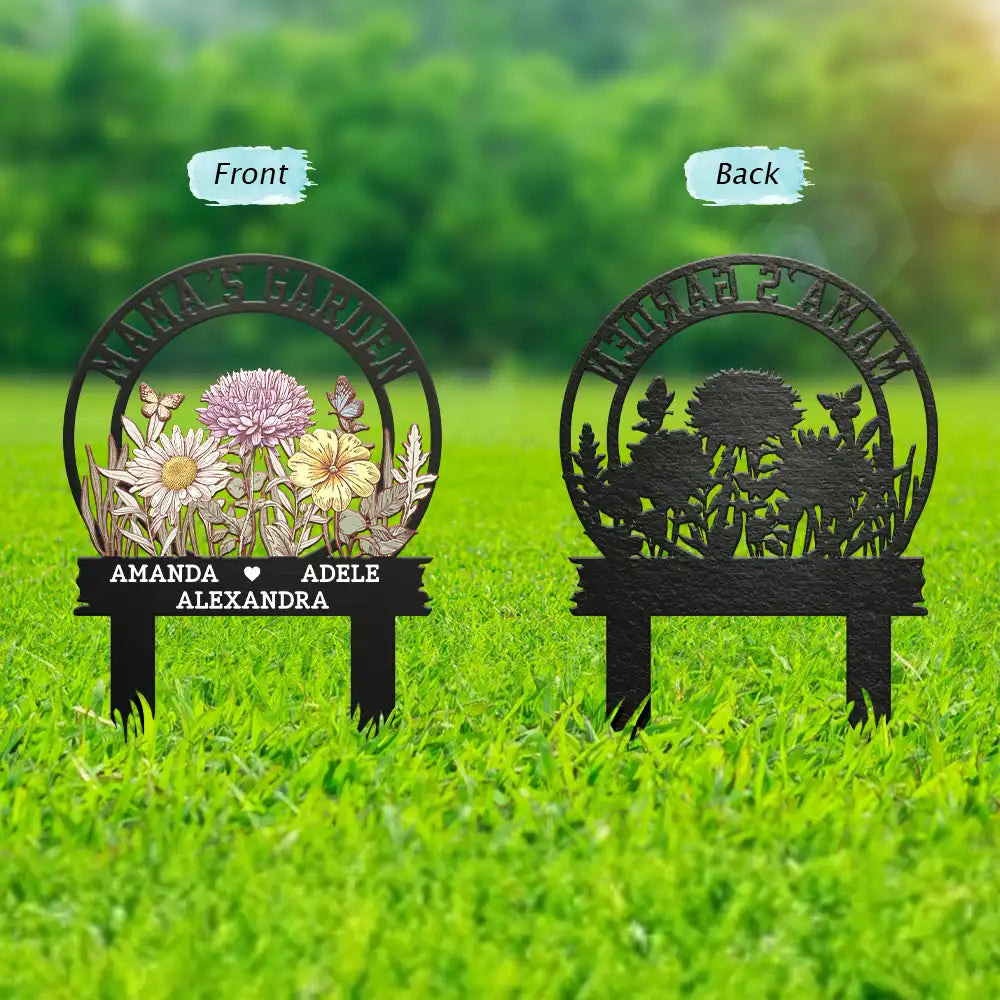 Gift For Women,Gift For Yourself,Gift For Grandma,Happy - Grandma's Garden - Personalized Metal Garden Stake