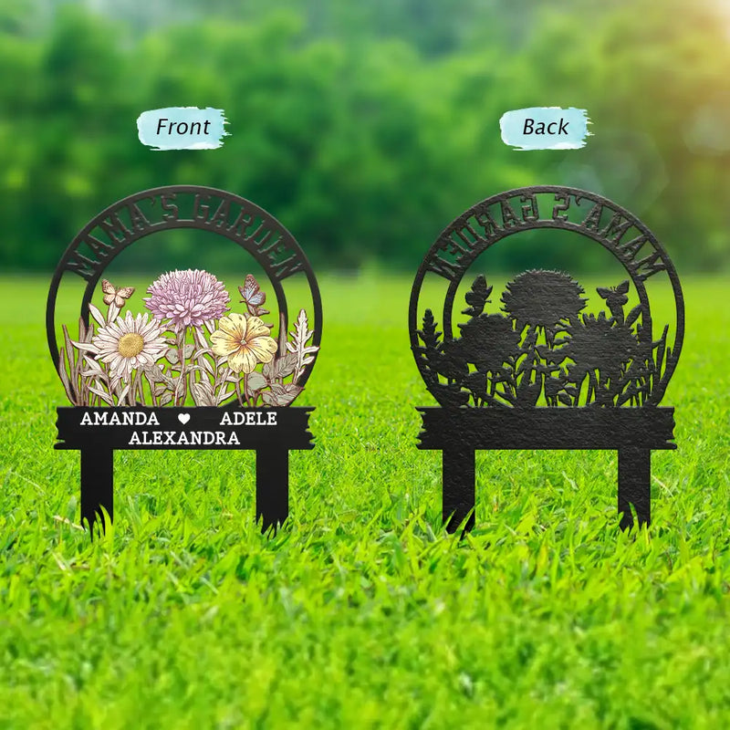 Gift For Women,Gift For Yourself,Gift For Grandma,Happy - Grandma's Garden - Personalized Metal Garden Stake