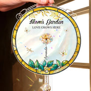 Gift For Grandma,Happy,Grandma,Grandkids - Grandma's Garden - Personalized Rainbow Suncatcher With Crystal Ball Prism
