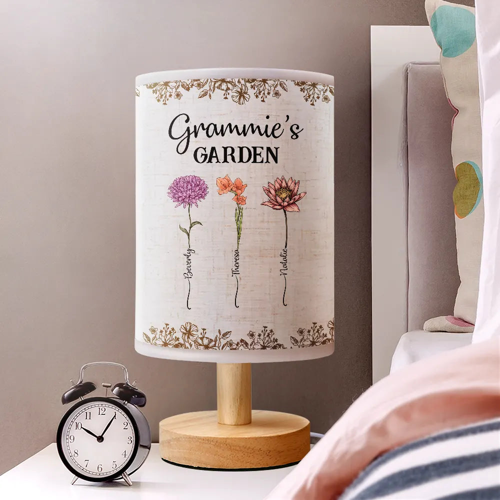 Gift For Mother,Gift For Grandma,Gift For Wife - Grandma's Garden Birth Flower - Personalized Fabric Lamp