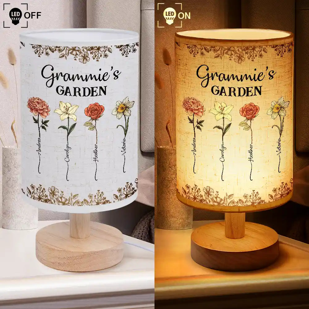 Gift For Mother,Gift For Grandma,Gift For Wife - Grandma's Garden Birth Flower - Personalized Fabric Lamp