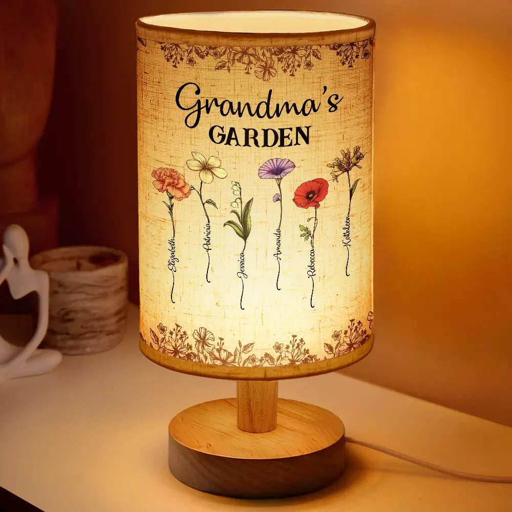 Gift For Mother,Gift For Grandma,Gift For Wife - Grandma's Garden Birth Flower - Personalized Fabric Lamp