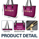 Gift For Mother,Gift For Grandma,Love,Gift For Wife - Grandma's Garden Birth Flower - Personalized Leather Tote Bag