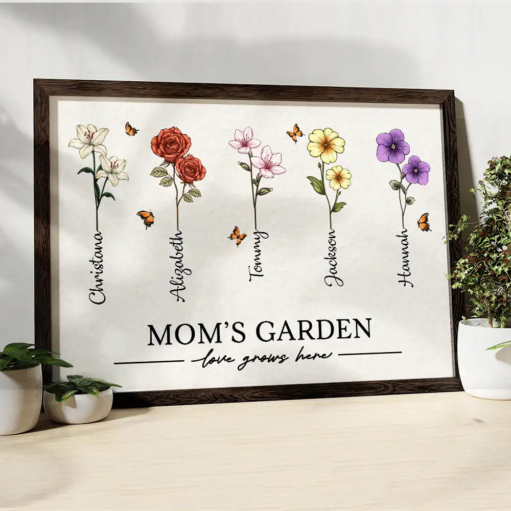 Gift For Grandma,Gift For Mother,Gift For Wife,Gift For Women,Happy - Grandma's Garden Birth Flowers - Personalized Poster