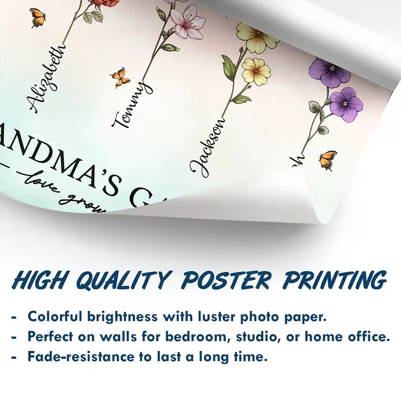 Gift For Grandma,Gift For Mother,Gift For Wife,Gift For Women,Happy - Grandma's Garden Birth Flowers - Personalized Poster