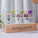 Gift For Grandma, Gift For Mother, Gift For Wife, Gift For Women, Happy - Grandma's Garden Birth Flowers - Personalized Rectangle LED Light