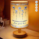 Christmas,Gift For Grandma,Grandma - Grandkids,Happy - Grandma's Garden Birth Month Flower Toile De Jouy - Personalized Fabric Lamp