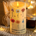 Gift For Grandma,Gift For Mother,Gift For Wife,Gift For Women,Happy - Grandma's Garden Birth Month Flowers - Personalized Flameless LED Candle