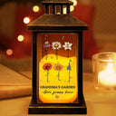 Gift For Grandma, Gift For Mother, Gift For Wife, Gift For Women, Happy - Grandma's Garden Birth Month Flowers - Personalized LED Candle Lantern