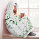Gift For Women,Gift For Grandma,Gift For Mother,Love,Christmas - Grandma's Garden Blooming In Love Toile Birth Flower - Personalized Wearable Hooded Blanket
