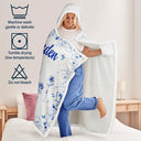 Gift For Women,Gift For Grandma,Gift For Mother,Love,Christmas - Grandma's Garden Blooming In Love Toile Birth Flower - Personalized Wearable Hooded Blanket