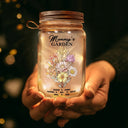 Gift For Grandma,Gift For Mother,Gift For Wife - Grandma's Garden Family Birth Flower - Personalized Mason Jar Light