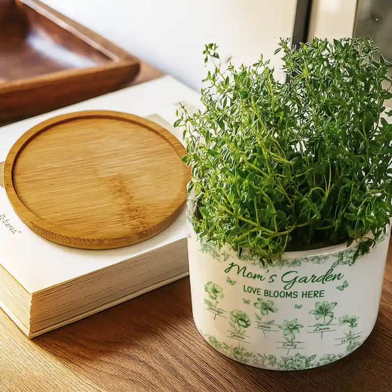 Icon,Gift For Grandma,Grandma - Grandkids,Grandma's Hobby,Gardening,Happy - Grandma's Garden Love Blooms Here Toile - Personalized Ceramic Plant Pot