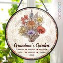 Gift For Grandma,Gift For Mother,Gift For Wife,Love - Grandma's Garden Nana Mom Birth Flower - Personalized Stained Glass Window Hanging Suncatcher