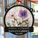 Gift For Grandma, Gift For Mother, Gift For Wife, Happy - Grandma's Garden Nana Mom Nanny Birth Flowers - Personalized Window Hanging Suncatcher Ornament