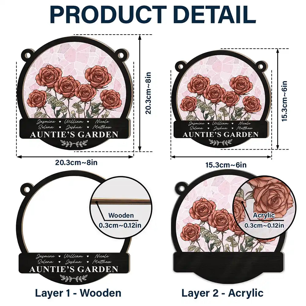 Gift For Grandma, Gift For Mother, Gift For Wife, Happy - Grandma's Garden Nana Mom Nanny Birth Flowers - Personalized Window Hanging Suncatcher Ornament