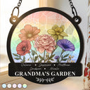 Gift For Grandma, Gift For Mother, Gift For Wife, Happy - Grandma's Garden Nana Mom Nanny Birth Flowers - Personalized Window Hanging Suncatcher Ornament