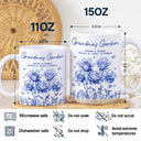 Gift For Grandma,Gift For Mother,Gift For Wife - Grandma's Garden Toile Birth Flower - Personalized White Edge-to-Edge Mug