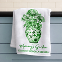 Gift For Wife, Gift For Mother, Gift For Grandma, Happy - Grandma's Garden Toile Birth Flower Vase - Personalized Kitchen Towel