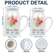 Gift For Mother,Gift For Grandma,Love - Grandma's Garden Watercolor Birth Flower - Personalized Ceramic Flower Vase