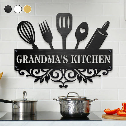 Cuisine de grand-mère - Panneau métallique découpé personnalisé
