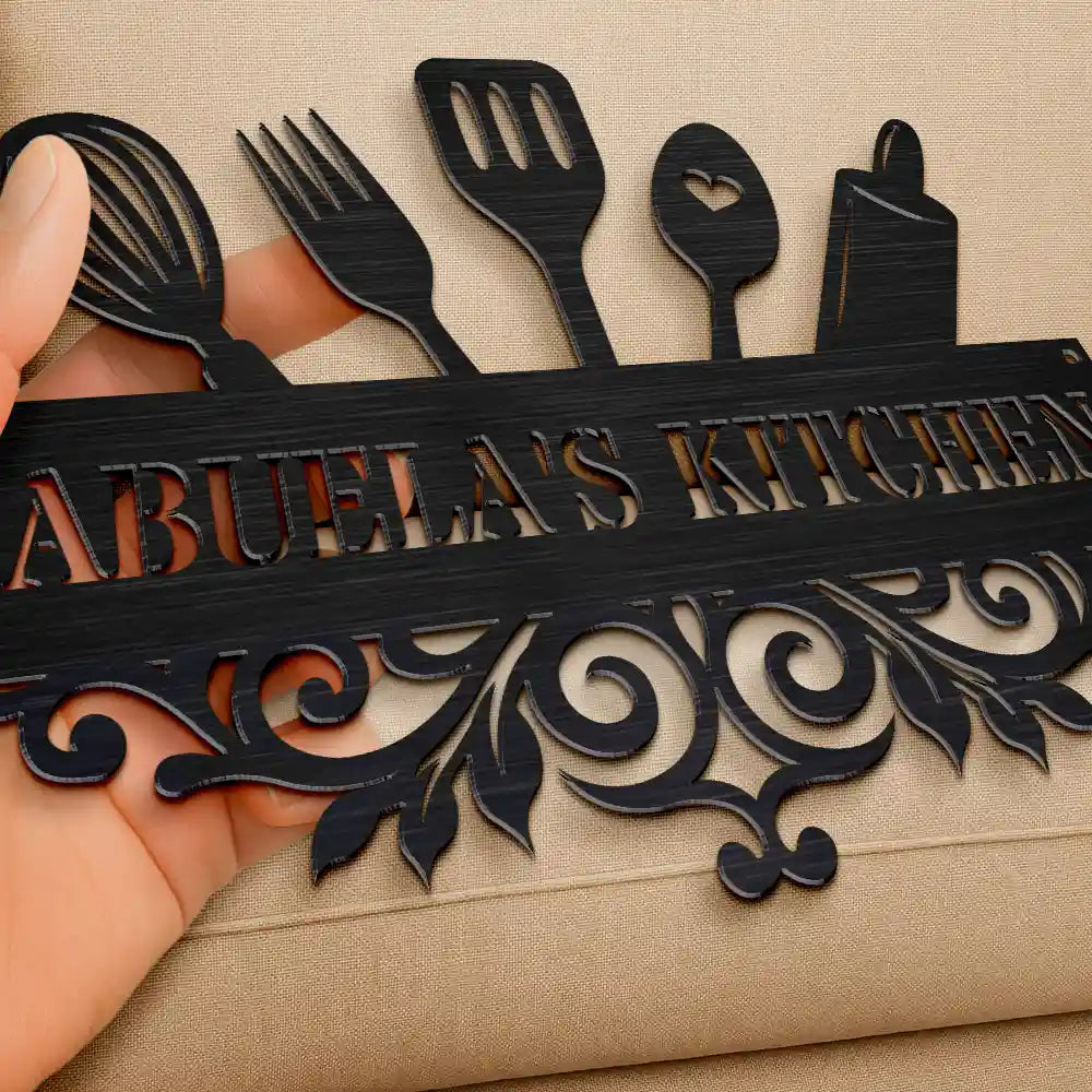 Happy, Gift For Grandma, Gift For Mother, Cooking, Baking , Gift For Women, Gift For Yourself - Grandma's Kitchen - Personalized Cutout Metal Sign