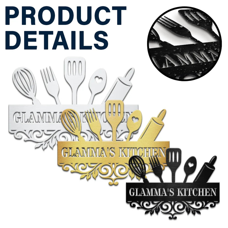 Happy, Gift For Grandma, Gift For Mother, Cooking, Baking , Gift For Women, Gift For Yourself - Grandma's Kitchen - Personalized Cutout Metal Sign