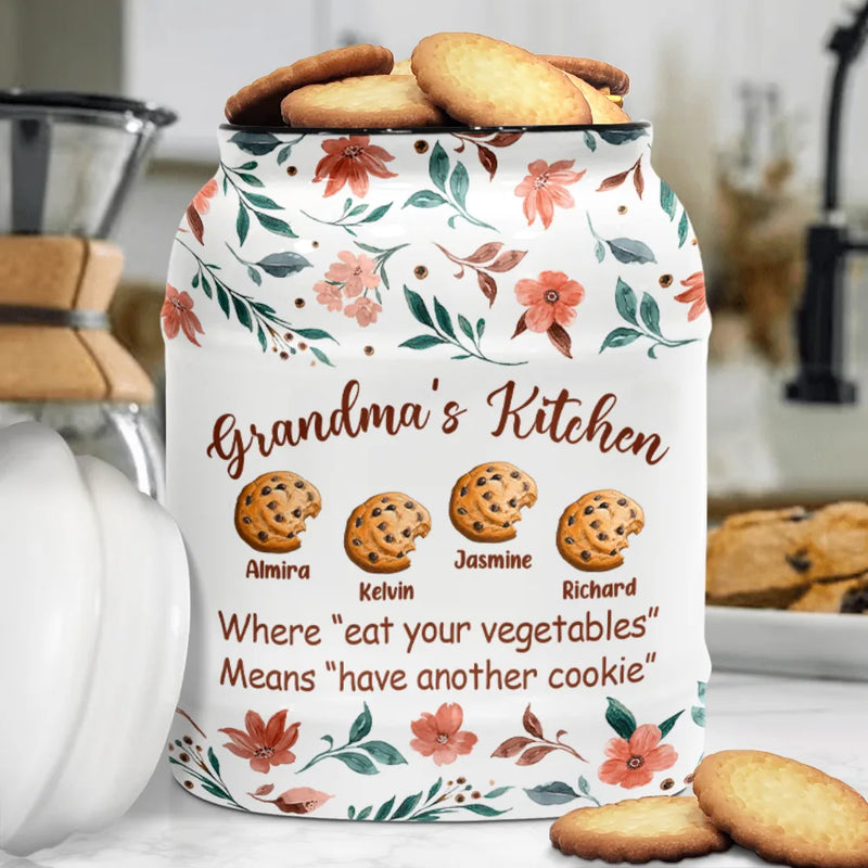 Gift For Mother, Gift For Grandma, Love - Grandma's Kitchen Have Another Cookie - Personalized Cookie Jar