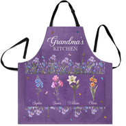Gift For Mother,Gift For Grandma,Love - Grandma's Kitchen Watercolor Birth Month Flower - Personalized Apron