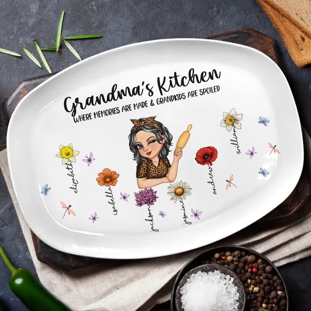 Gift For Mother,Cooking,Grandma - Grandkids,Grandma's Hobby,Gift For Grandma - Grandma's Kitchen Where Memories Are Made - Personalized Plate