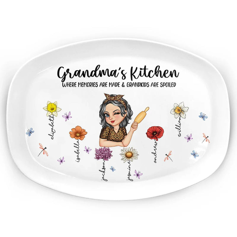Gift For Mother,Cooking,Grandma - Grandkids,Grandma's Hobby,Gift For Grandma - Grandma's Kitchen Where Memories Are Made - Personalized Plate