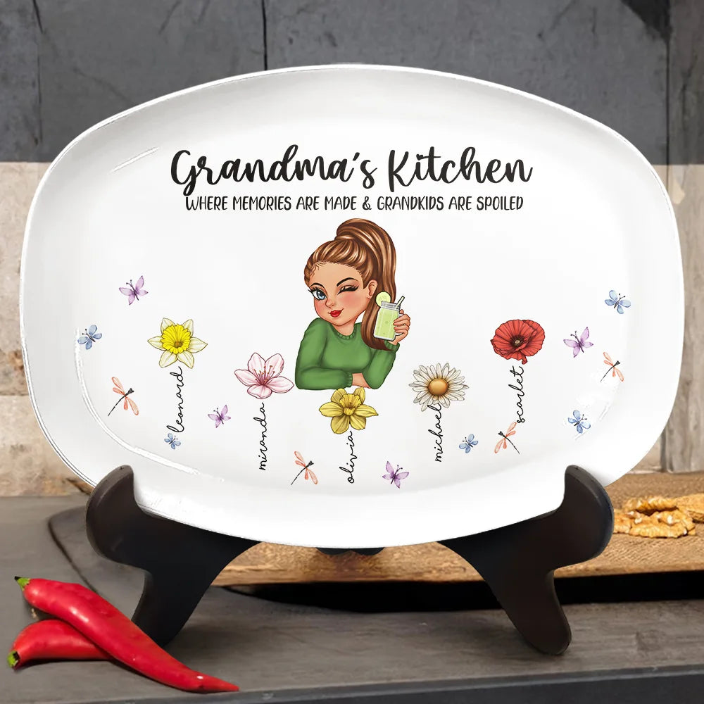 Gift For Mother,Cooking,Grandma - Grandkids,Grandma's Hobby,Gift For Grandma - Grandma's Kitchen Where Memories Are Made - Personalized Plate