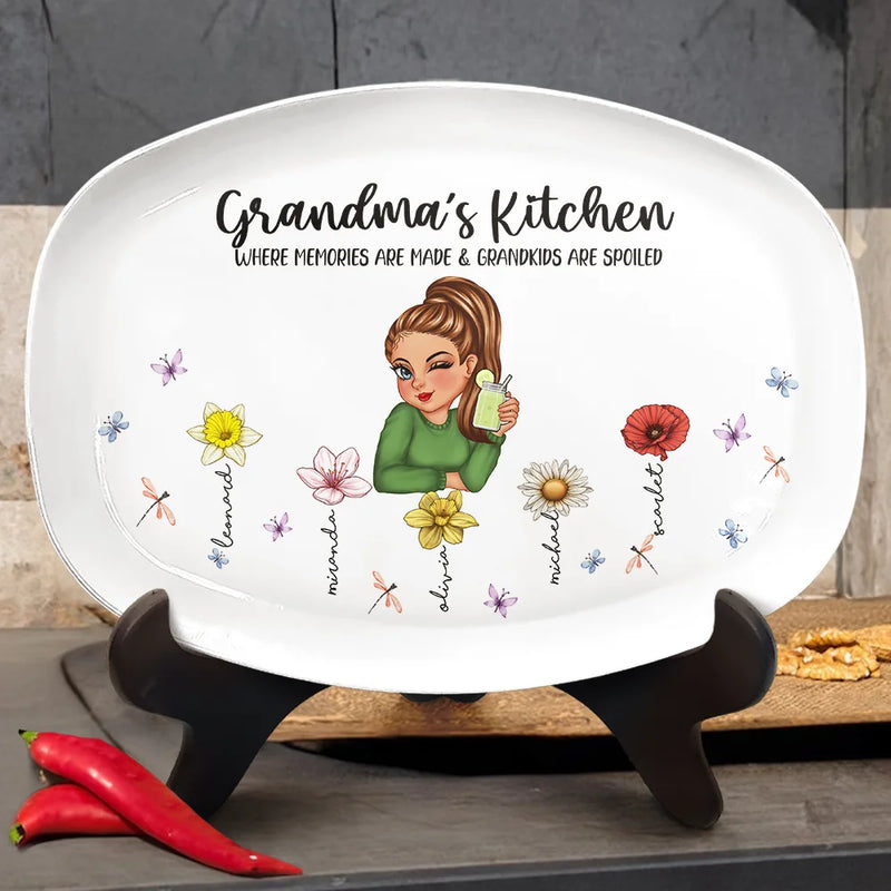 Gift For Mother,Cooking,Grandma - Grandkids,Grandma's Hobby,Gift For Grandma - Grandma's Kitchen Where Memories Are Made - Personalized Plate