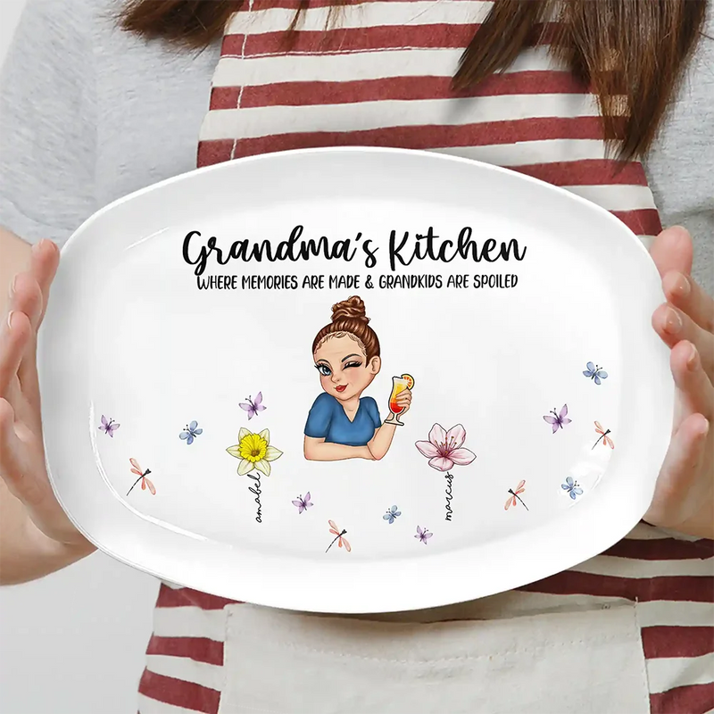 Gift For Mother,Cooking,Grandma - Grandkids,Grandma's Hobby,Gift For Grandma - Grandma's Kitchen Where Memories Are Made - Personalized Plate