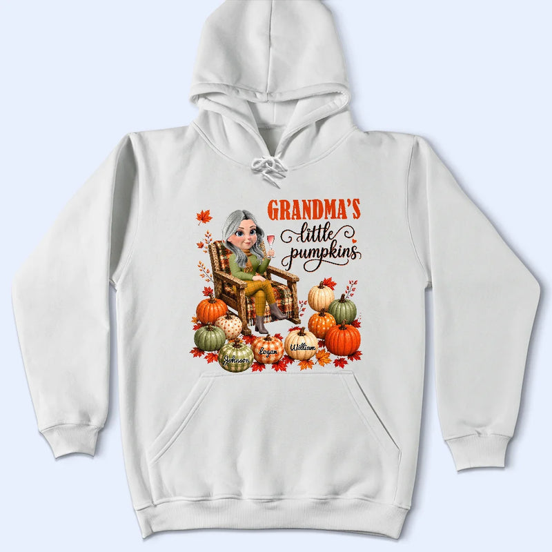 Gift For Grandchildren,Gift For Grandkids,Gift For Grandma,Cozy,Grandma - Grandkids,Vector - Grandma's Little Pumpkins - Personalized T Shirt